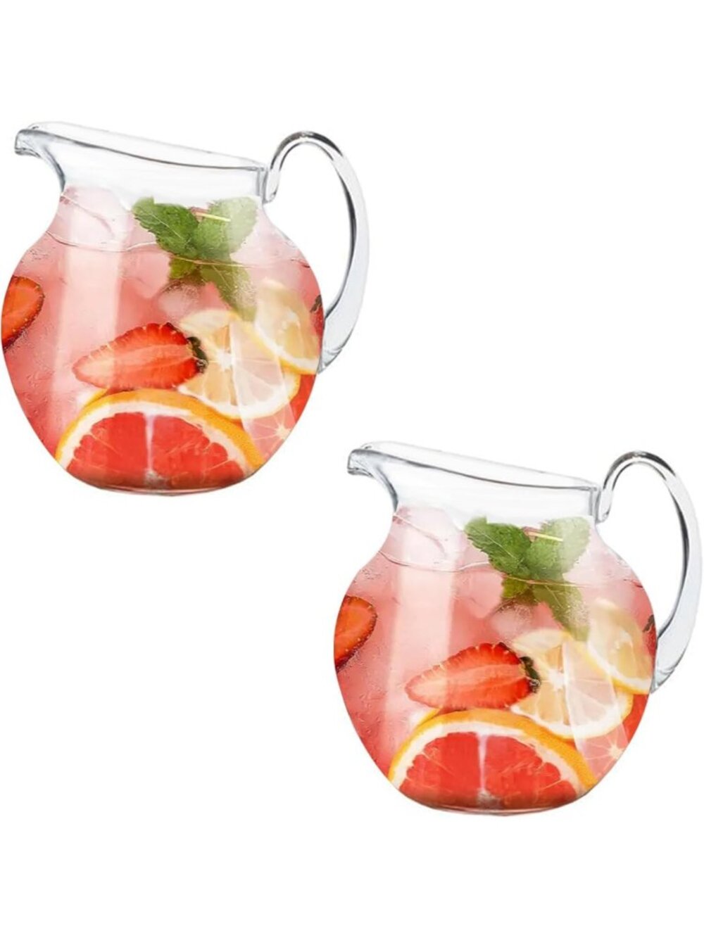 Large Capacity Shatterproof Plastic Pitcher Set for Parties - 100 oz (2 Pack)